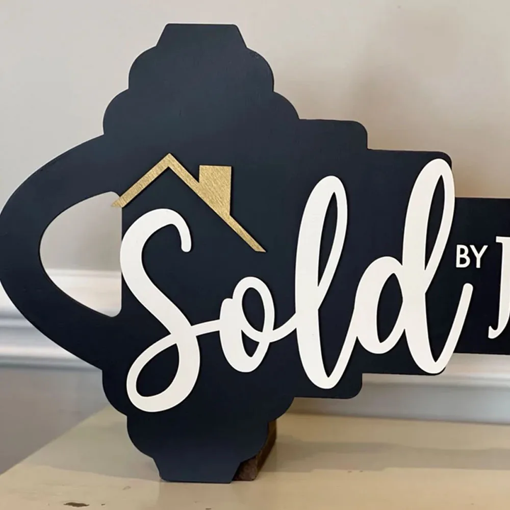 Real Estate Key Sign Custom Key Sold Sign Custom Closing Day Photo Prop - Heart