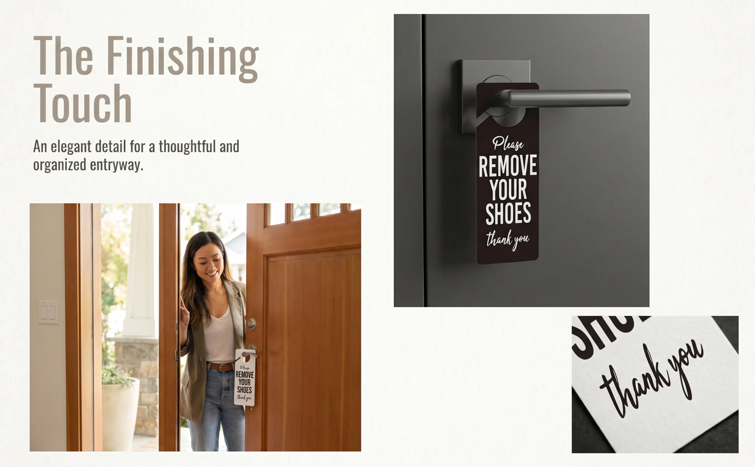 2Pcs Please Remove Your Shoes Sign Funny Take Shoes Off Door Knob Hanger for Entryway Home Office Spa Hotel Removal Notice