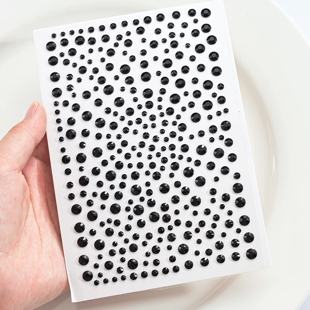 1 قطعة الوجه الأسود جوهرة ماكياج ملصق ثلاثية الأبعاد مزيج حجر الراين ذاتية اللصق الوشم عينيه ملصقات الظلام المتقدمة الوجه العين DIY بها بنفسك ديكورا