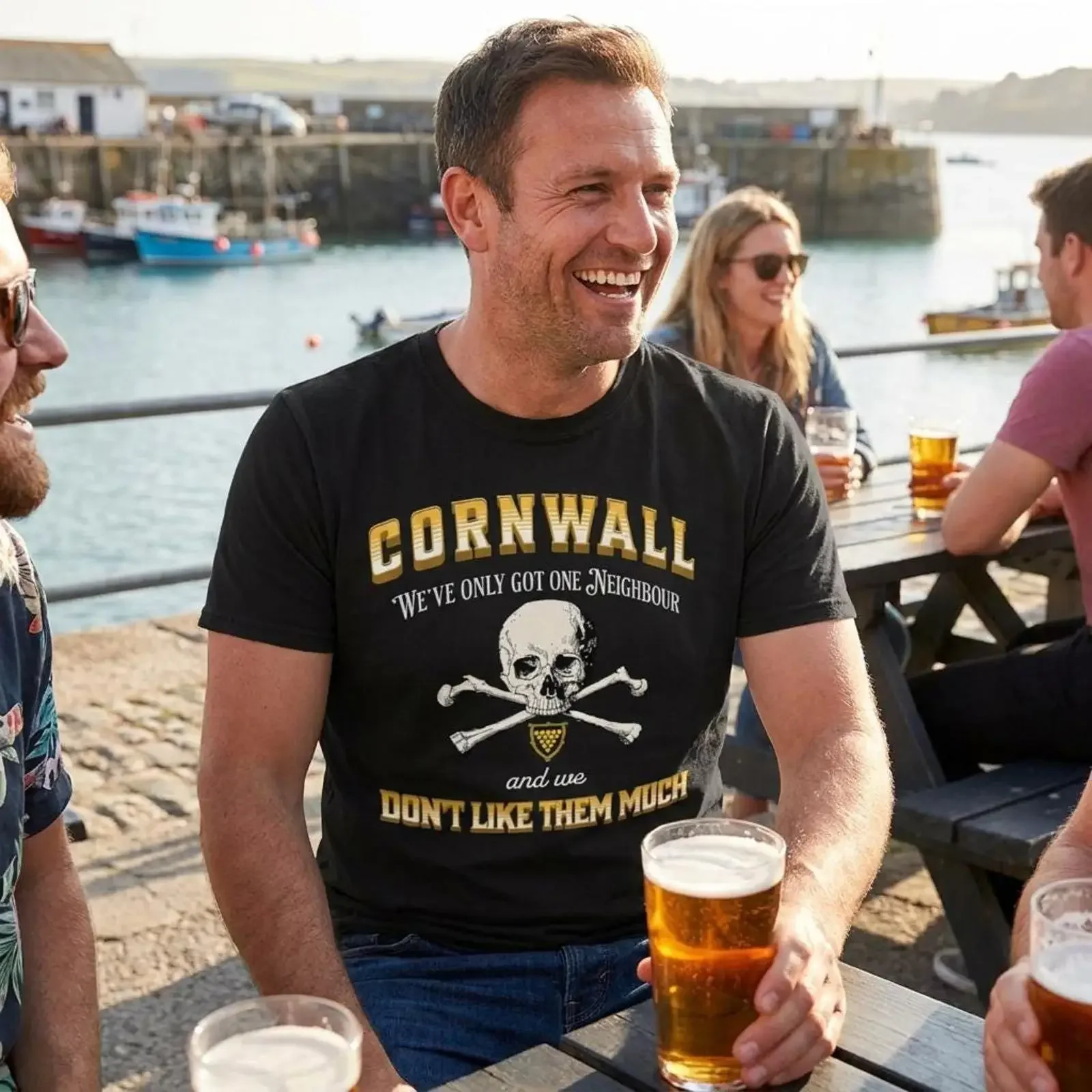 Cornwall One Neighbour T Shirt Funny Cornish for Men Kernow Skull vs Devon Humor vintage Washed Breathable graphic Stylish