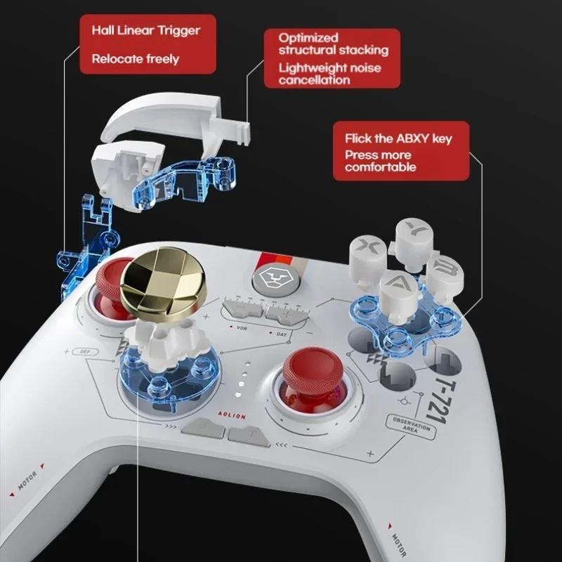 Aolion Switch Game Controller Hall Linear Trigger Rgb Macro Defined Backkey Geeignet für Switch PC Android