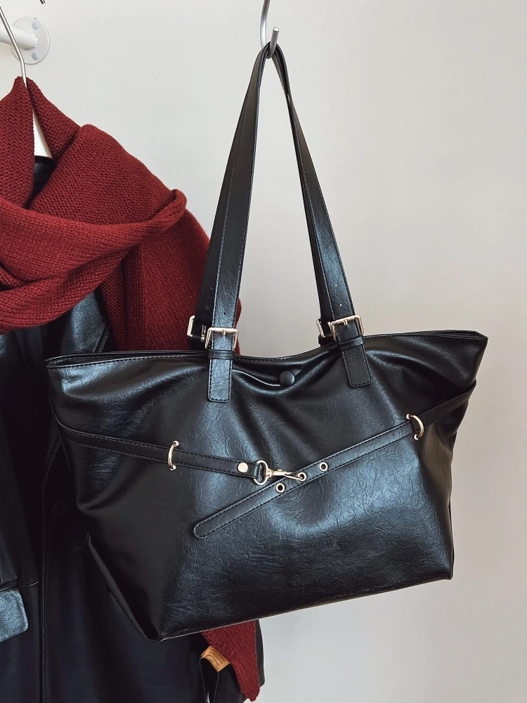 

Винтажная большая зимняя сумка-тоут для поездок на работу, модная повседневная сумка через плечо, ретро-стиль, из мягкой искусственной кожи.