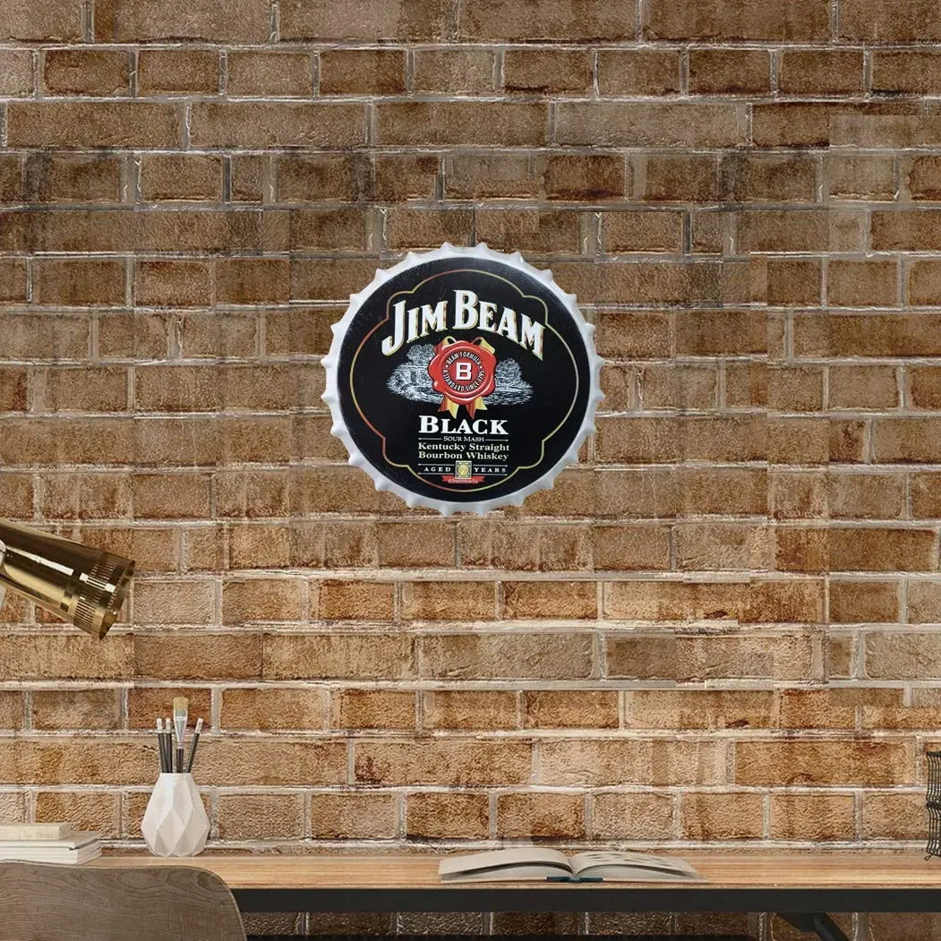 Jim Beam Decorative Bottle Caps Metal Tin Signs Cafe Beer Bar Decoration Plat 13.8