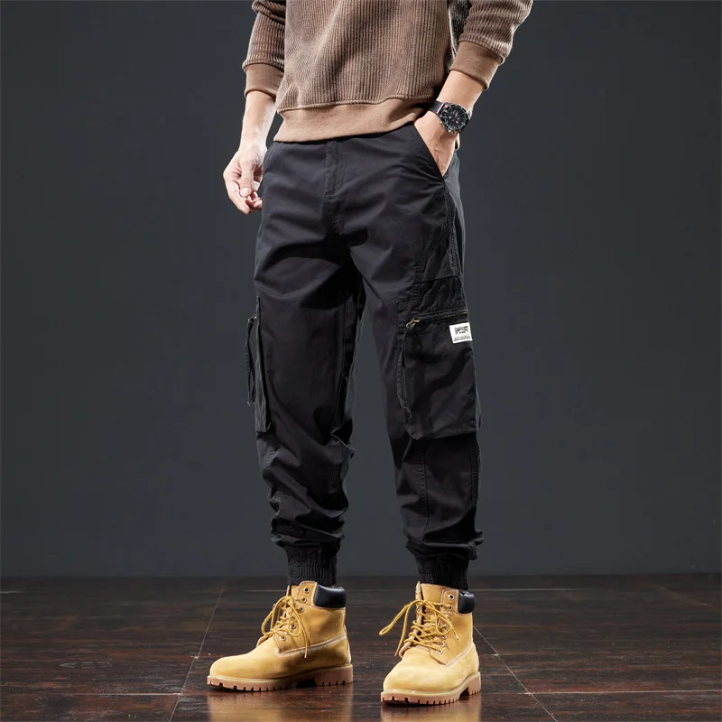 Men's Relaxed Fit Stretch Cargo Pant with Multi-pocket High Street Straight Tube Loose Outdoor Hiking Jogger Work Sweatpants