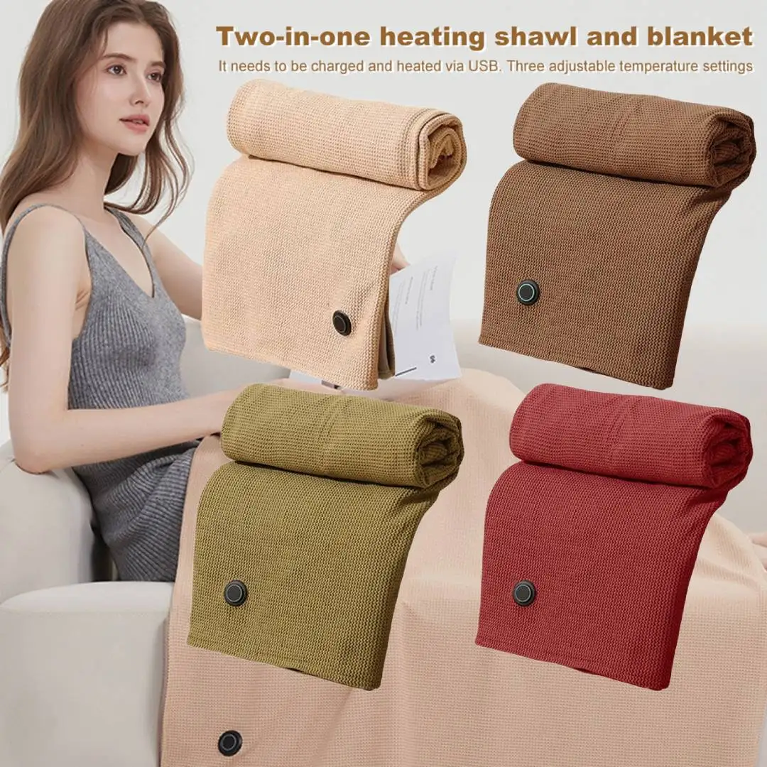

Heated Shawl Wraps USB Powered Soft Zipper Shawl Wrap 3 Temperature Adjustment Electric Thermal Blanket for Indoor Outdoor