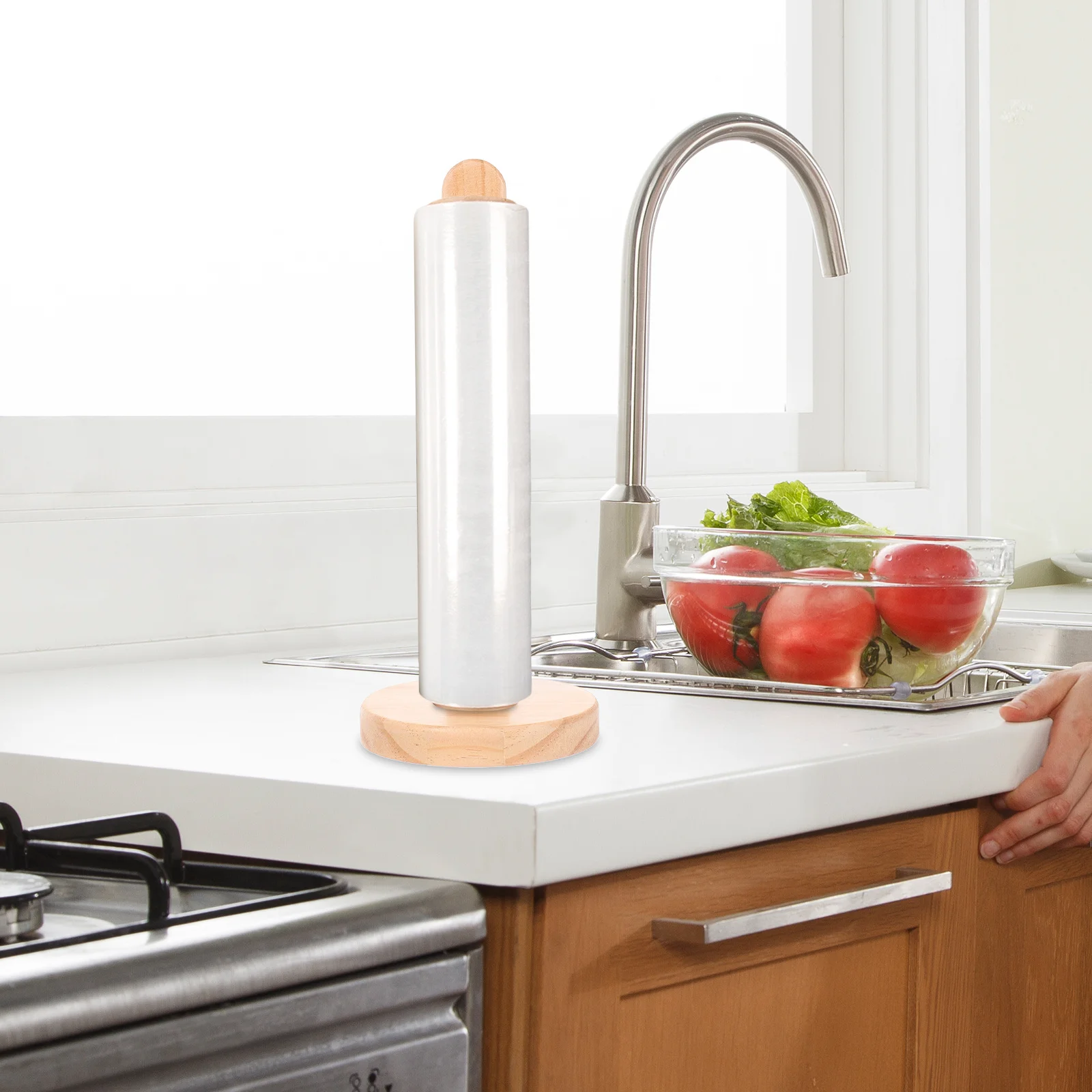 حامل المناشف الورقية الخشبية، حامل موفر للمساحة، منظم كونترتوب للمطبخ والحمام بدون تركيب مثقاب للمزرعة الحديثة #2