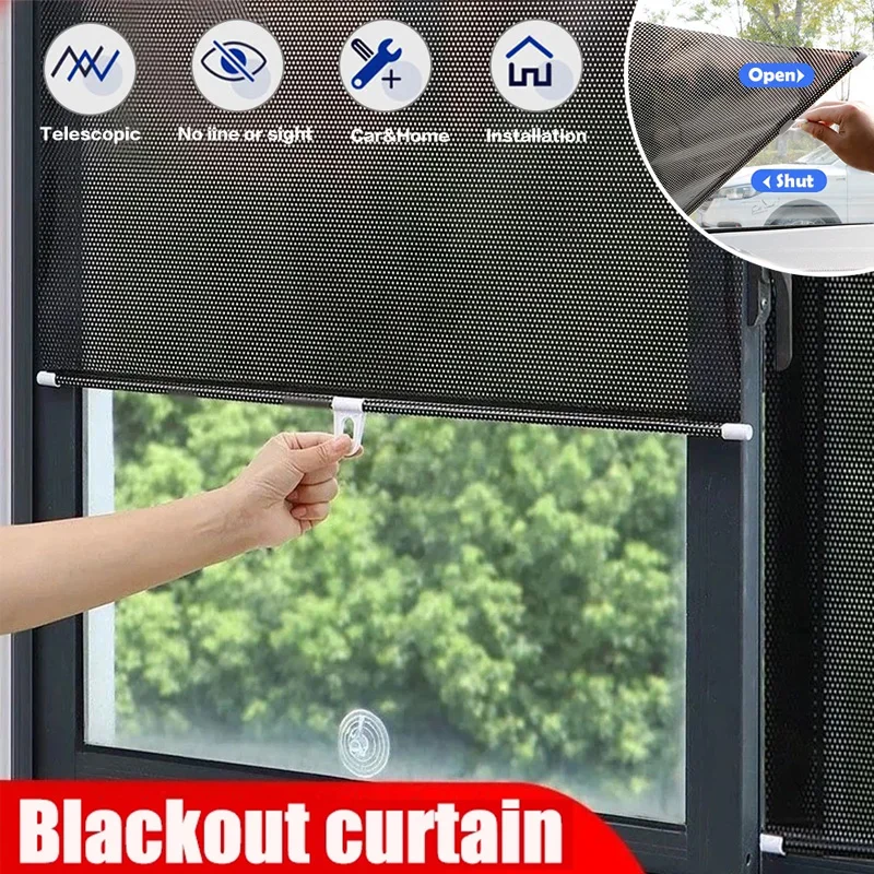 Universal Roller Blinds Suction Cup Sunshade Blackout Curtain Car Bedroom Kitchen Office Window Sun-shading Curtains Nail-free