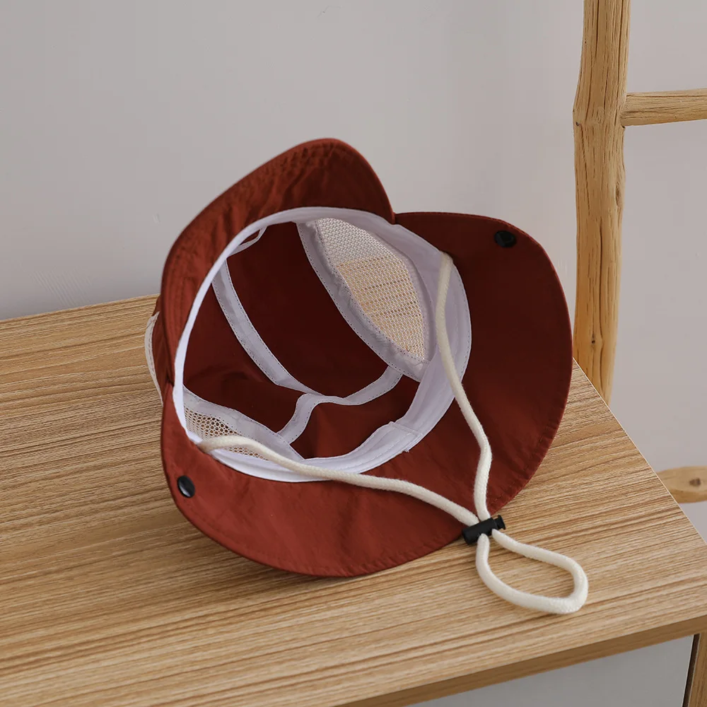 Letter Embroidered Baby Sun Hat Summer Mesh Breathable Boys Girls Cap Fashion Patchwork Kids Panama Bucket Hats view 3