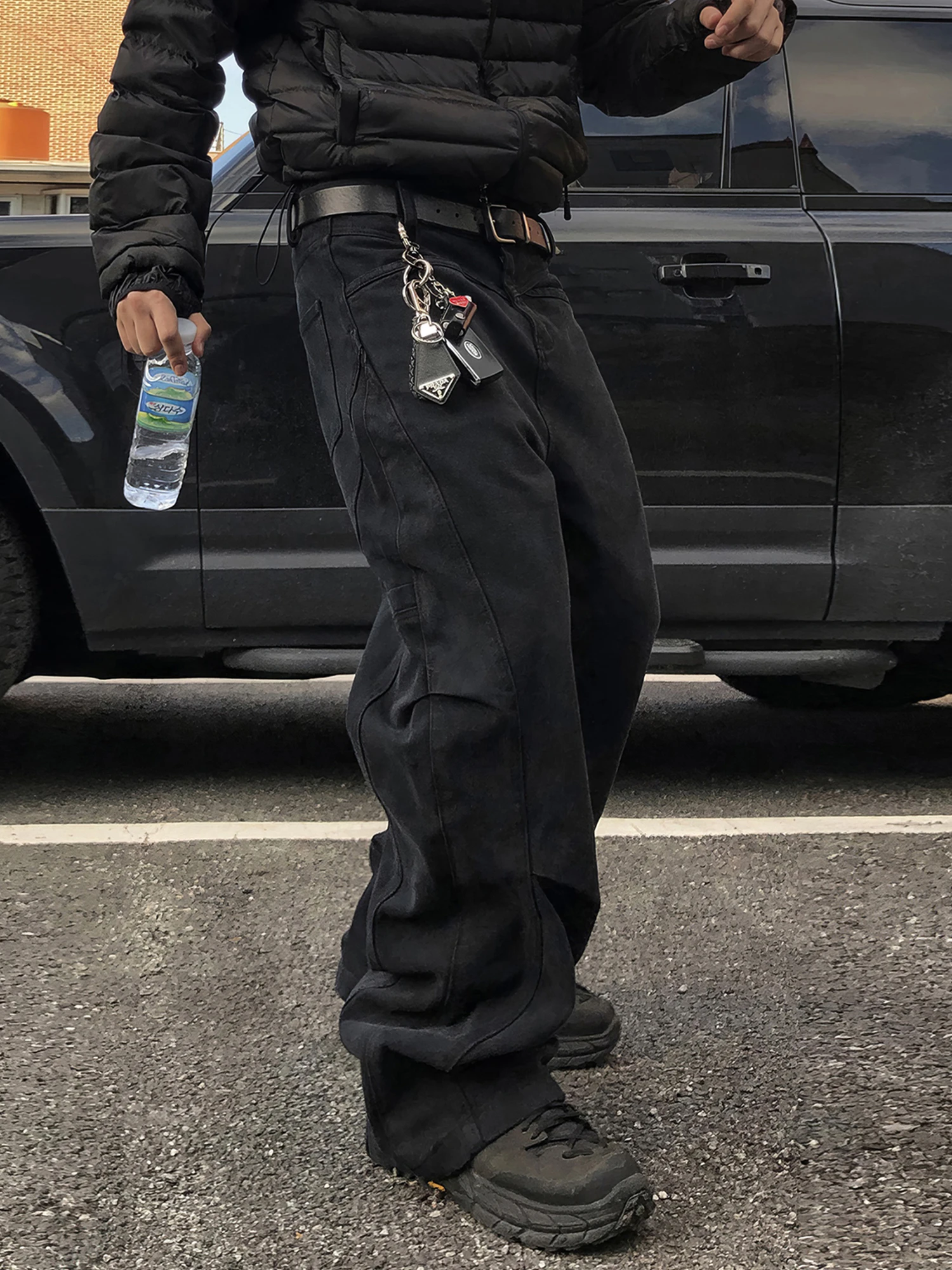 American Retro 3D Tailored Jeans Men's Spring Autumn Straight Loose Wide Leg Washed Casual Workwear Long Pants