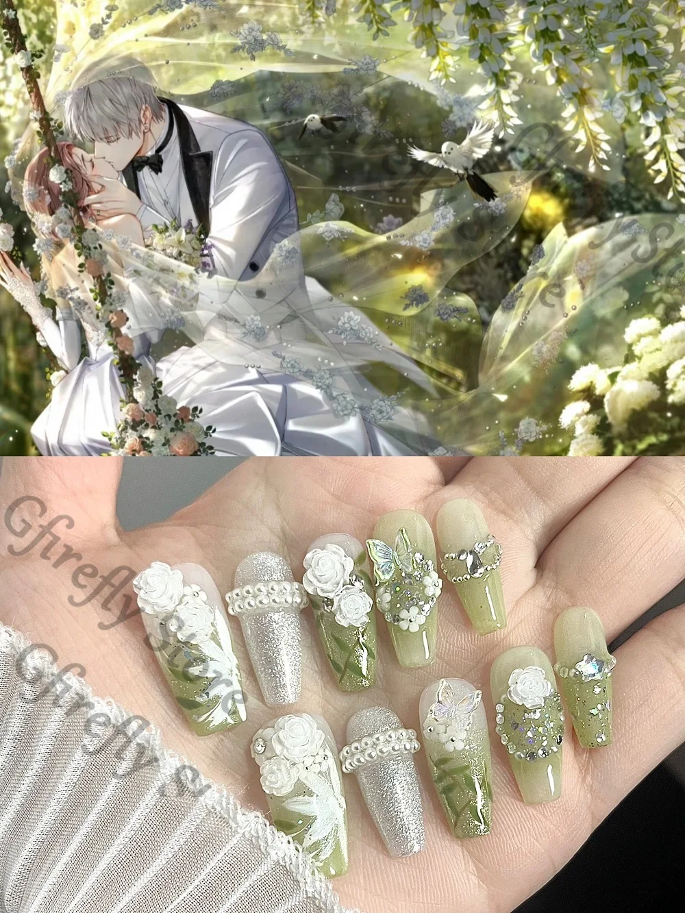 

Light and Night Press-on Nails Sariel Anime High Quality Cosplay Exquisite Manicure Colleagues Fingernail Decoration Gift