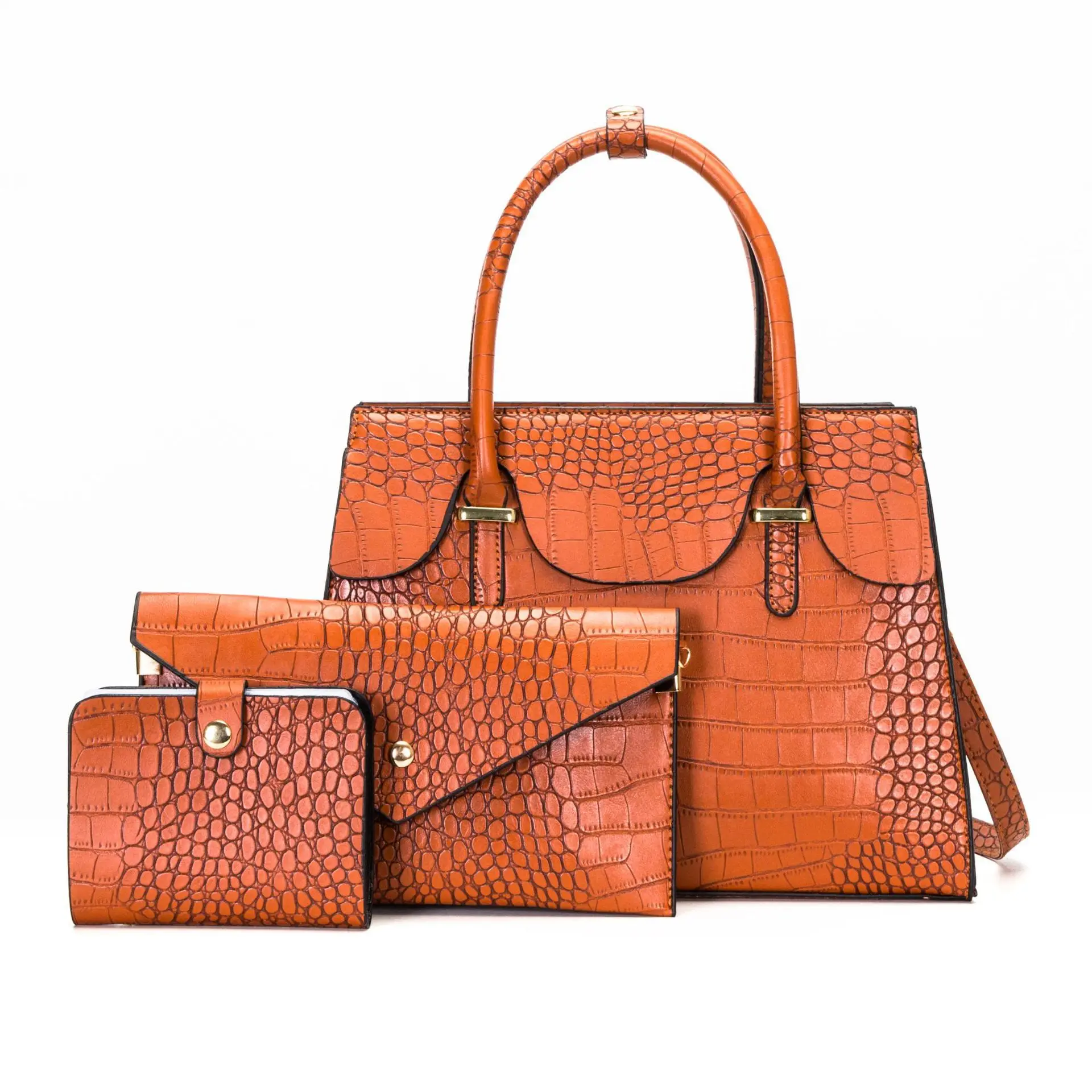 Original Crocodile Women's Tote handbag Lady One Shoulder Cross Bag Bun Mother Bag Three Piece Set bolsas de mezclilla para muje