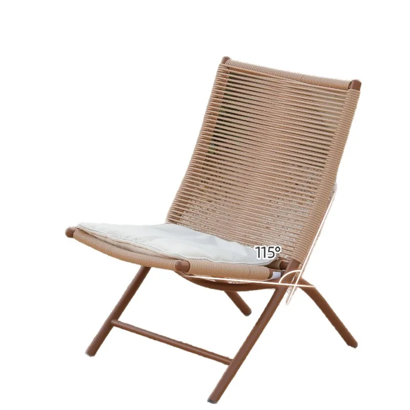 Woven rattan chair, back chair, sedentary and comfortable single balcony, leisurerattan  outdoor folding