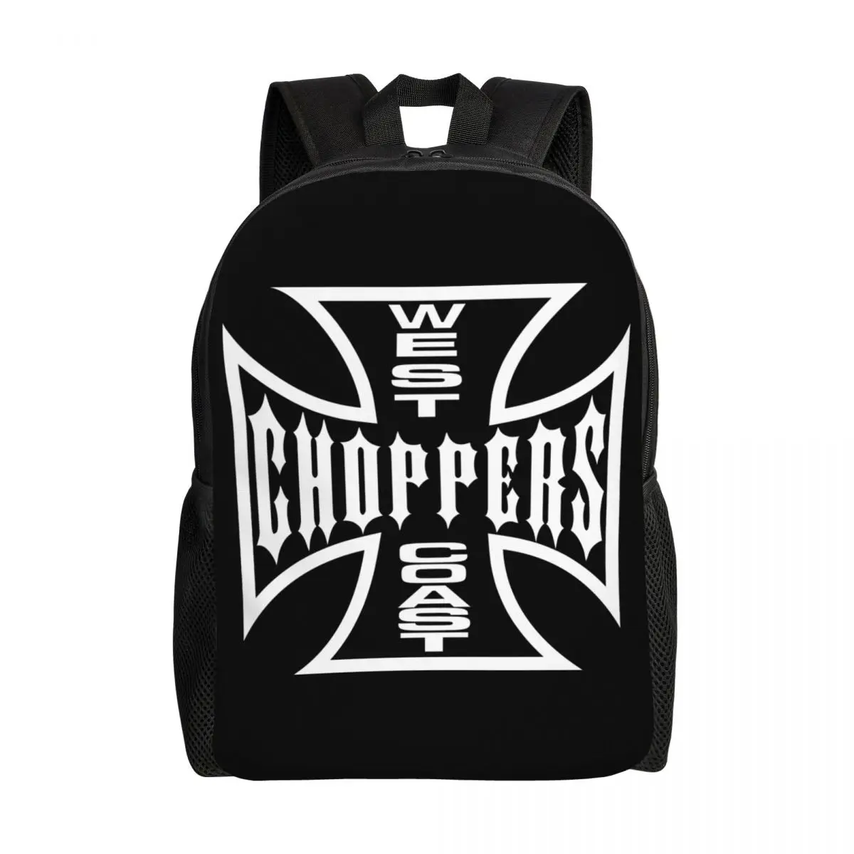 West Coast Iron Cross Choppers Backpack for Men Women Waterproof School College Bag Print Bookbag