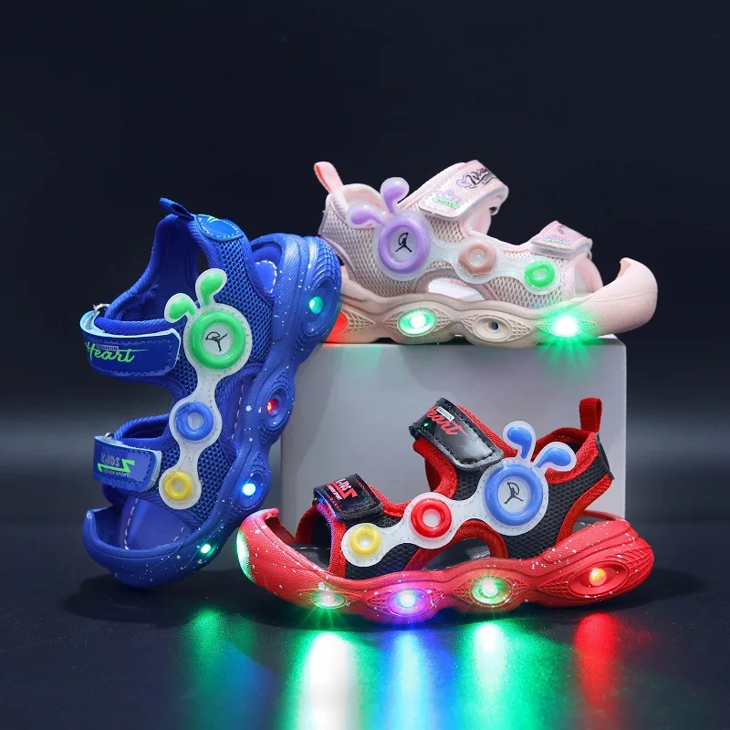 Cartoon Lovely Summer Children Shoes High Quality Breathable LED Lighted Baby Girls Boys Toddlers Beach Sports Kids Sandals