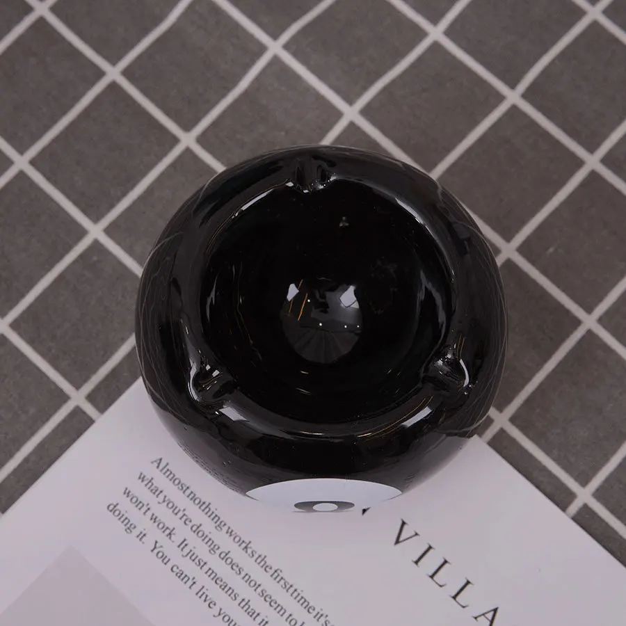 Unique Black Eight Ceramic Ashtray Perfect For Billiard Rooms Home Bars Parties Ideal Gift & Creative Birthday Presents