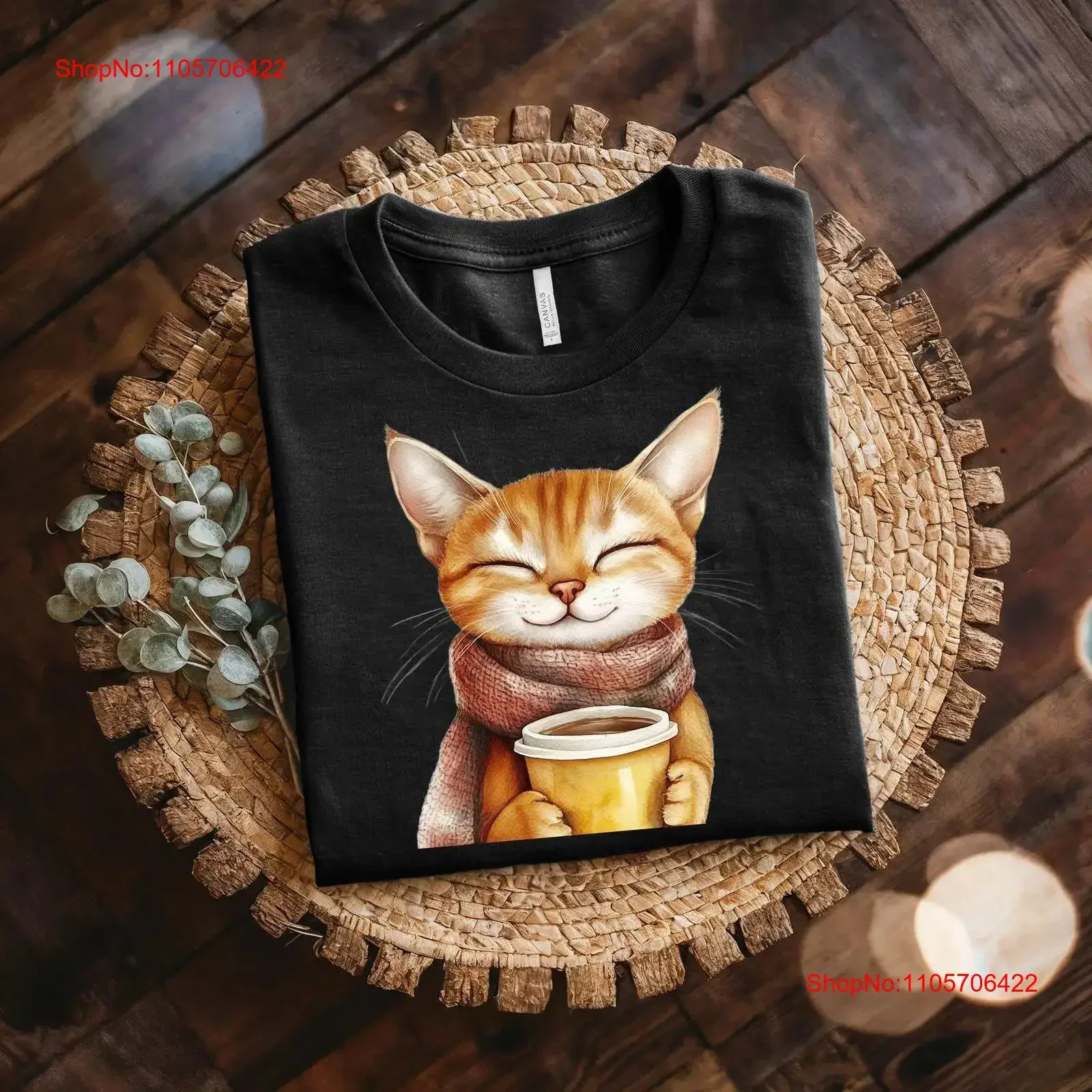 Abyssinian Cat Coffee T Shirt Cotton and Lover's Dream Wearing Scarf Design Ideal for Friends vintage Washed