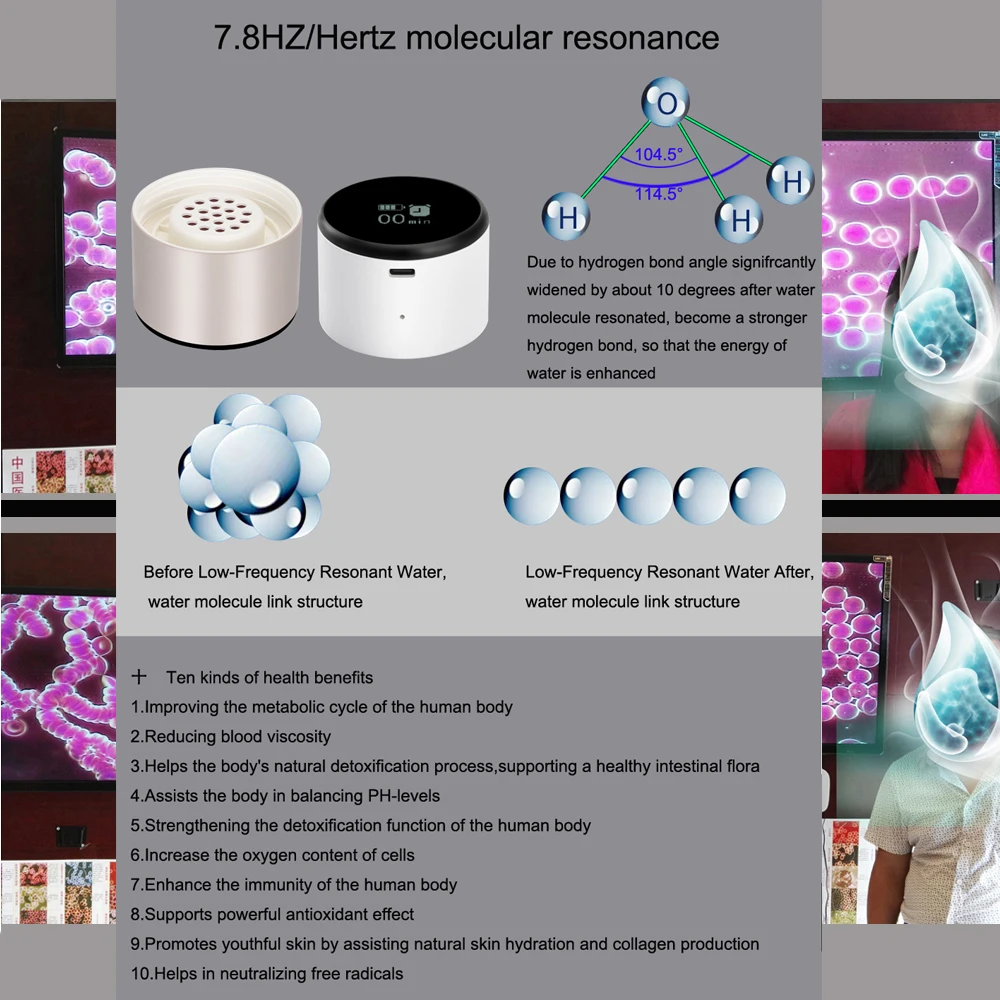 IHOOOH низкочастотный резонанс 7,8 Гц Богатый водородный генератор воды бутылка щелочная водородная вода антивозрастная H2 умная чашка для воды