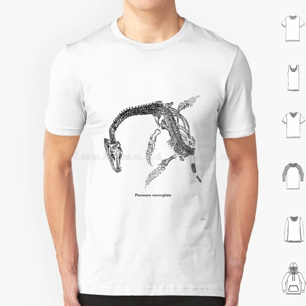 Plesiosaurus Macrocephalus T Shirt 6xl Cotton Cool Tee Dinosaur Paleontology Animal Skeleton Bones Skull Dinosaurs Black And