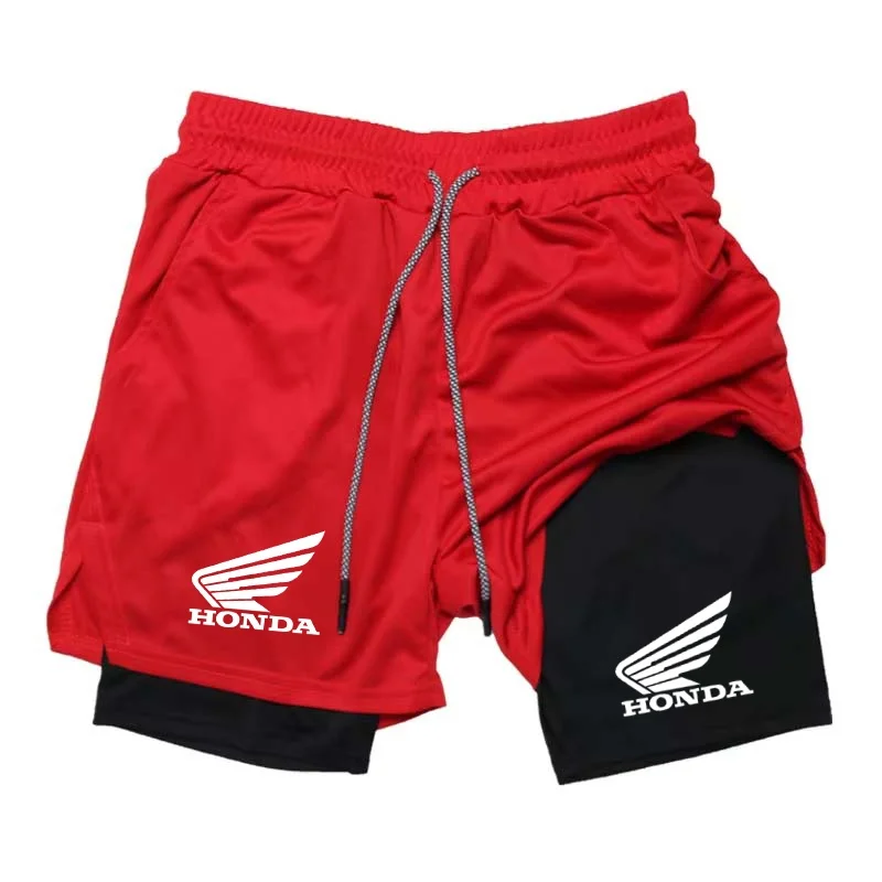 

Summer Shorts with Honda Logo Suitable for Men's 2-in-1 Sports, Gym Training, Running, and Quick Drying, Comfortable