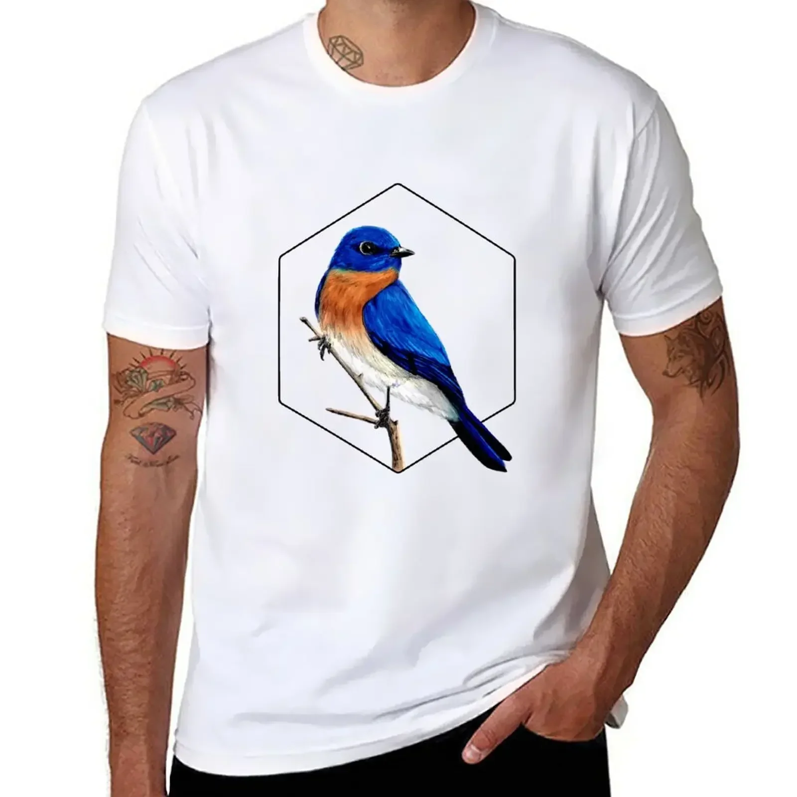 Eastern bluebird T-Shirt anime summer top men workout shirt Unisex T-shirts for Men Women Summer  vintage