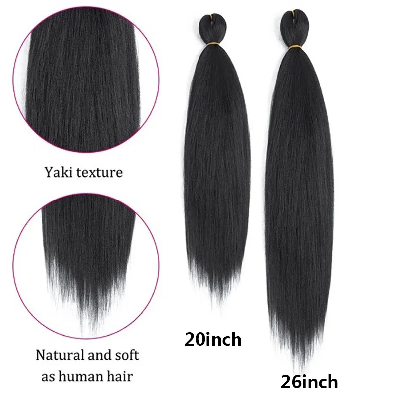 20-26 Inch Synthetic Pre Stretched Braiding Ombre Hair Extension for Black Women Yaki Straight EZ Braid Hair Piece Cosplay Wig
