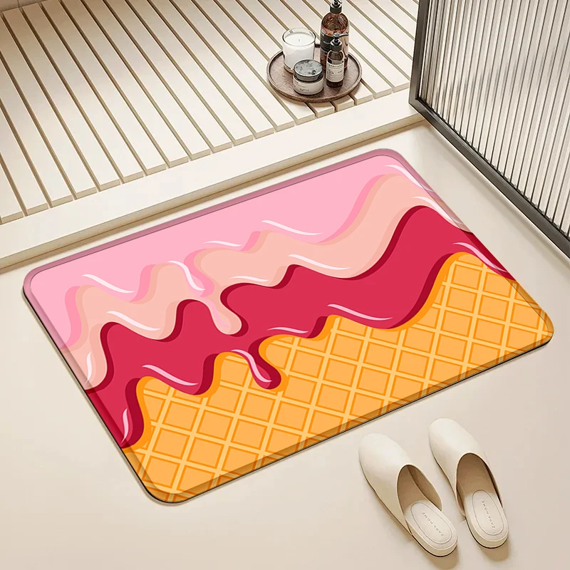

Gradient Ice Cream Door Mat Non-Slip Soft Washable Floor Rug for Home Kitchen Bathroom Decor