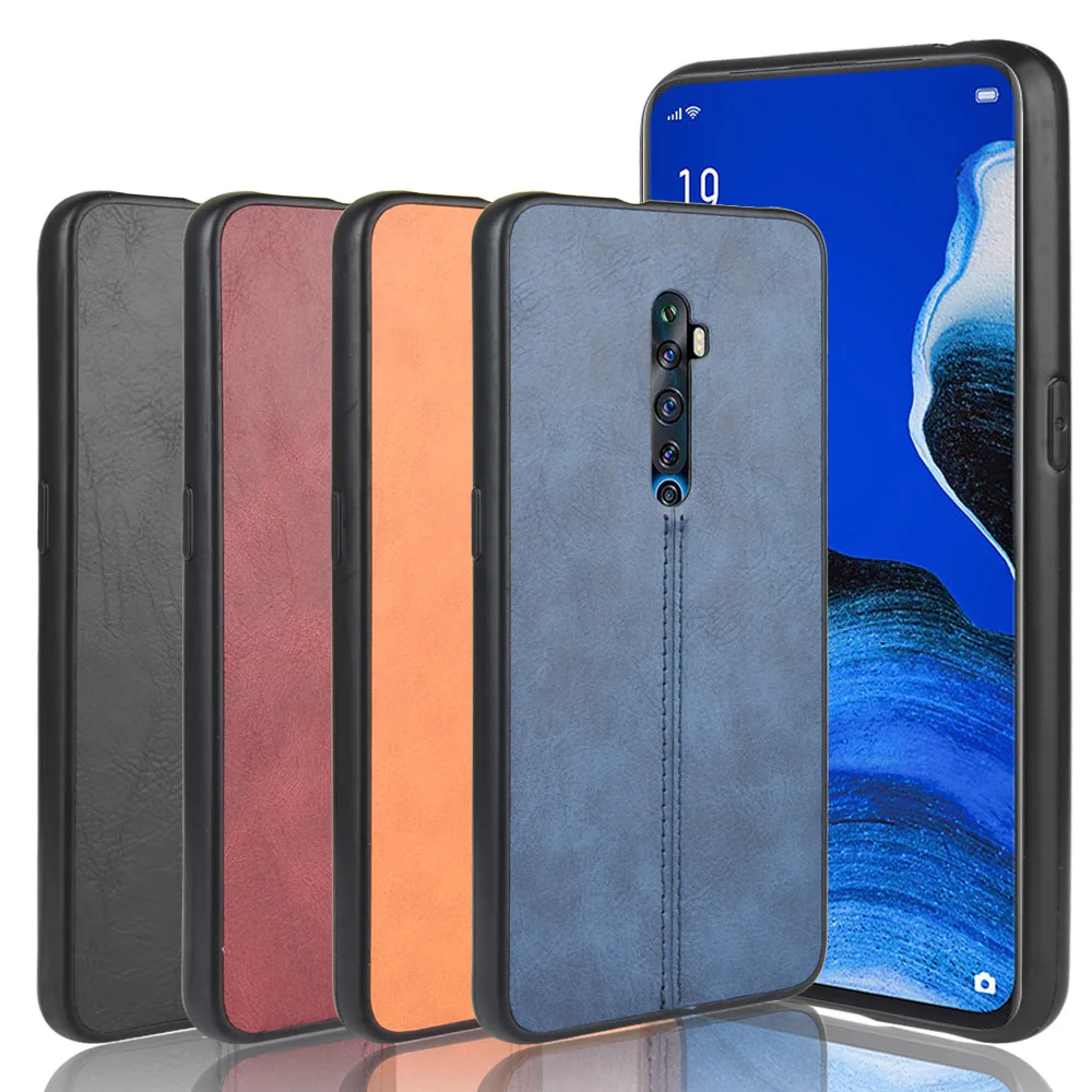 Oppo Reno 2F Case Oppo Reno2 Z Suture Calfskin Soft Edge PU Leather Hard Phone Cover For Oppo Reno 2Z Reno2 F CPH1951 Back Case