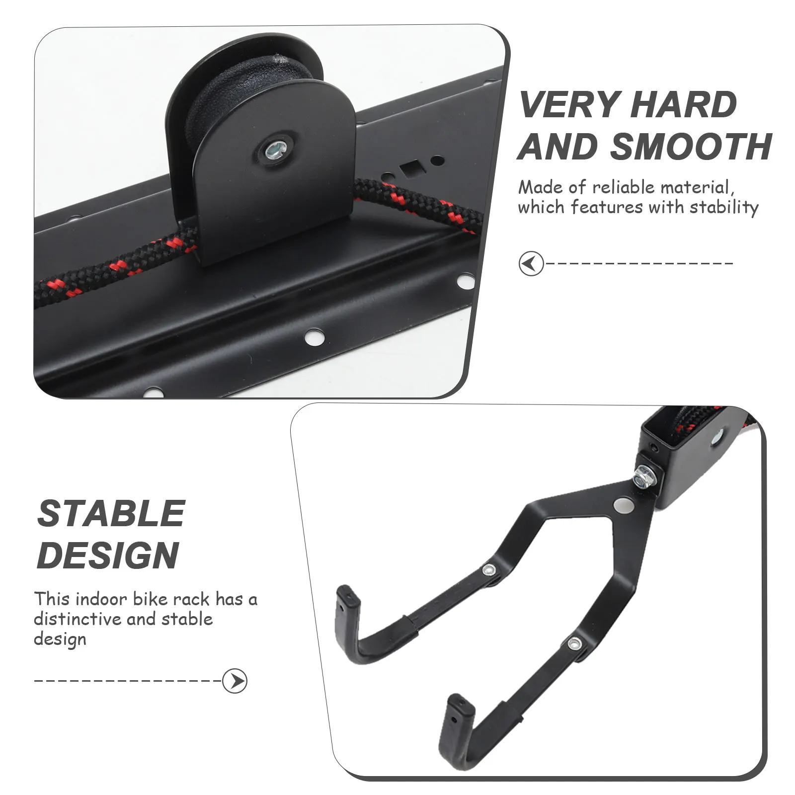

Bicycle Wall Rack Hoist Black PP Material Garage Ceiling Mount Kayak Storage Lift Pulley System Bike Hanger Display