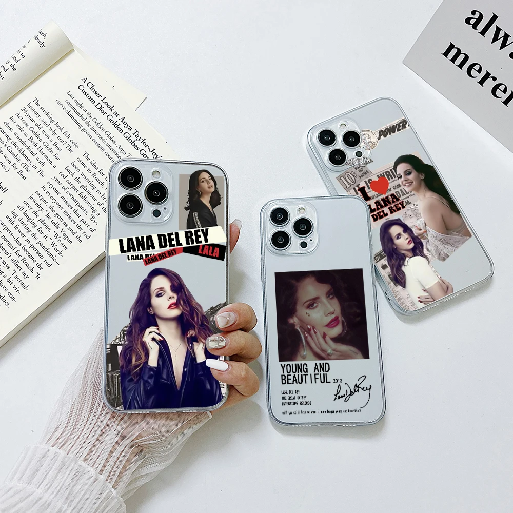 Singer Lana Del Rey Poster Phone Case For iPhone 15 14 13 12 11 Mini Pro Max X XR 7 8 Plus Transparent Cover