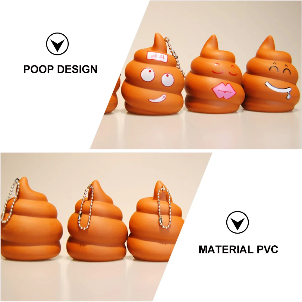 5 Pcs Poo Keychain Joke Prank Toy Ring Hanging Ornament Bag Imitation Poop Holder Decorations Backpack