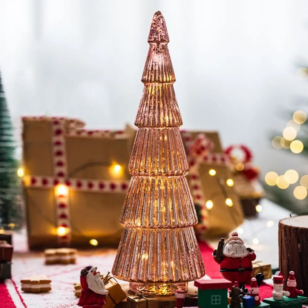 Luces LED navideñas de cristal luminoso, lámpara de escritorio con purpurina, luz nocturna para árbol de Navidad, ambiente romántico, decoración navideña