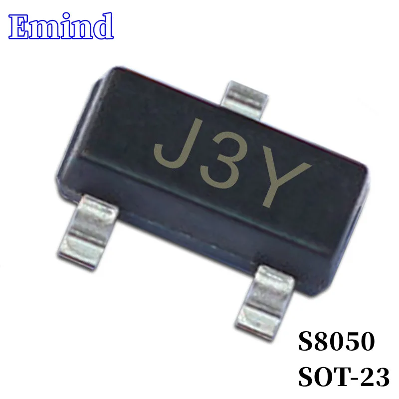 100/200/300Pcs S8050 SMD Transistor Footprint SOT-23 Silkscreen J3Y Type NPN 25V/500mA Bipolar Amplifier Transistor