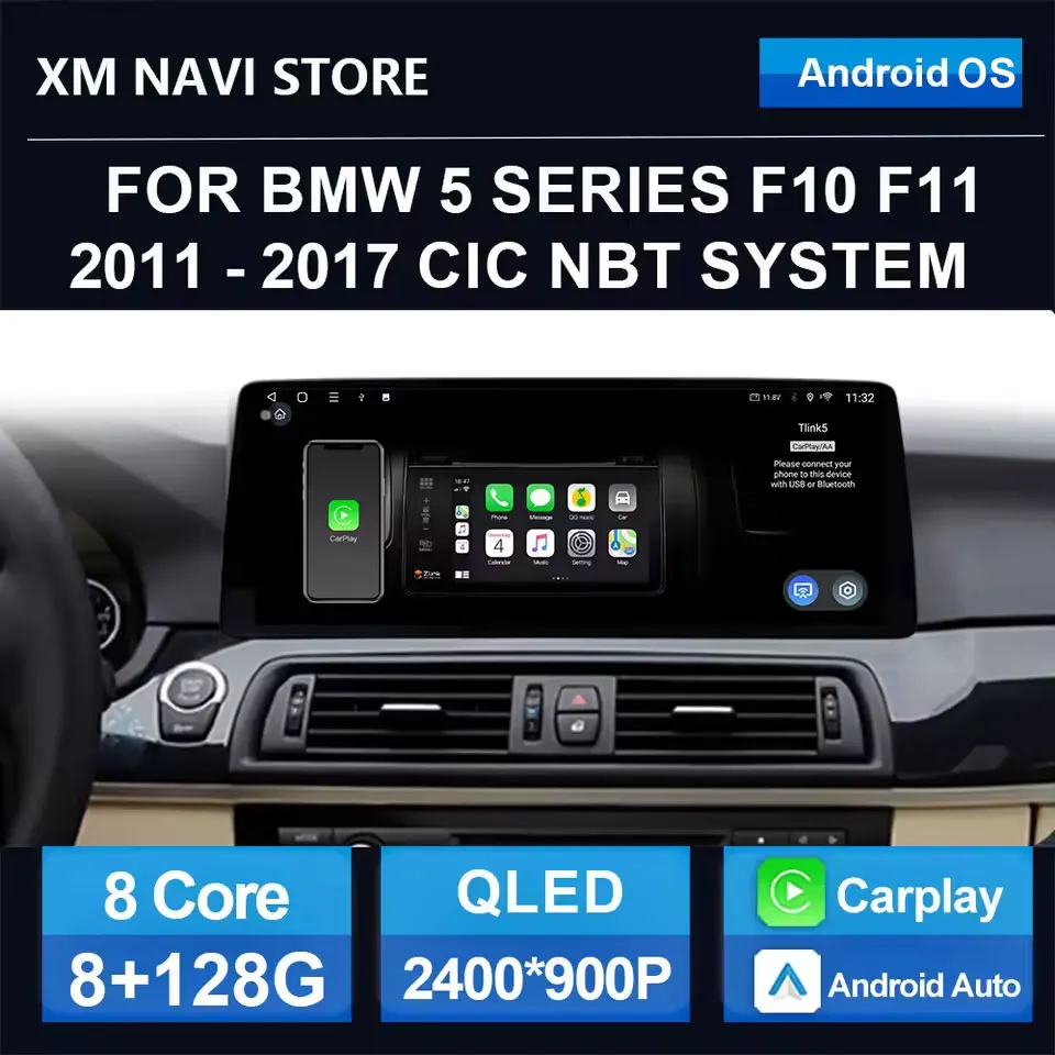 Car Radio Wireless Carplay for BMW 5 Series F10 F11 2011 - 2017 CIC NBT System Android 16 DSP Stereo Video Player 4G GPS Navi