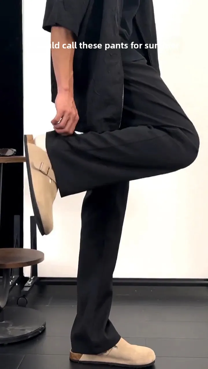 Cleanfit Ice Silk Men's Summer Thin Knife  Casual Pants Drapey High-End Feeling Micro Flared Trousers Breathable Straight...