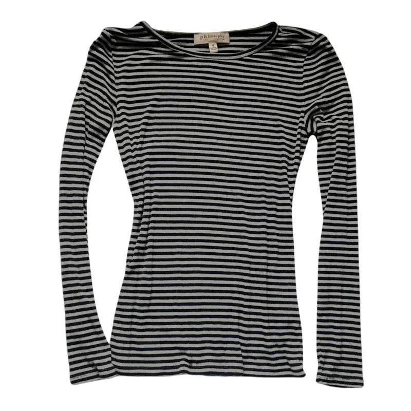 Women Harajuku Striped Long Sleeve T-Shirts Crew Neck Slim Blouse Y2K Grunge Goth Tops Tee Dark Academia Clothing Streetwear