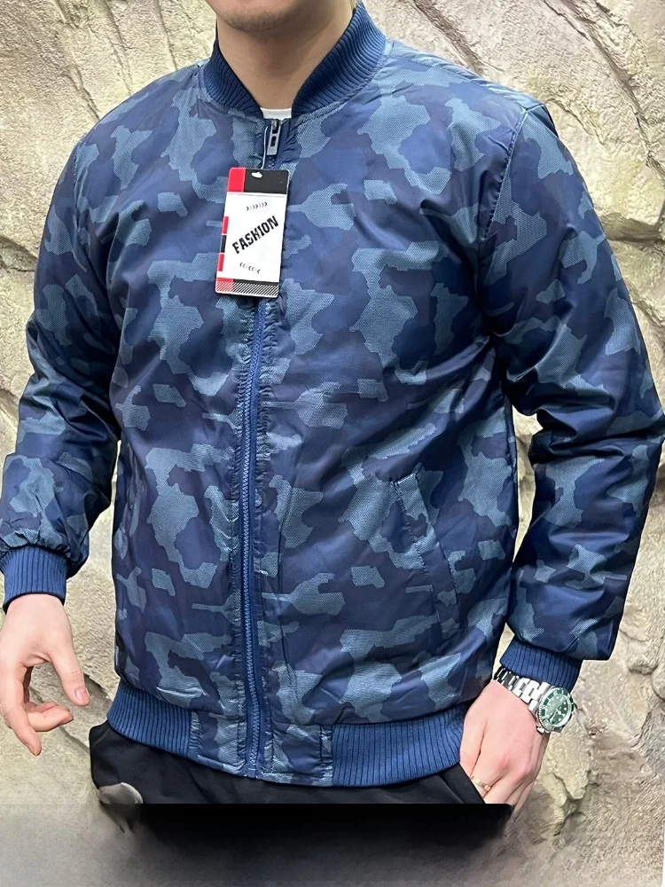 

Мужская хлопковая куртка для активного отдыха с камуфляжным принтом, воротником-бомбером, водонепроницаемым покрытием, осенне-зимняя, теплая, с длинными рукавами, приталенного кроя