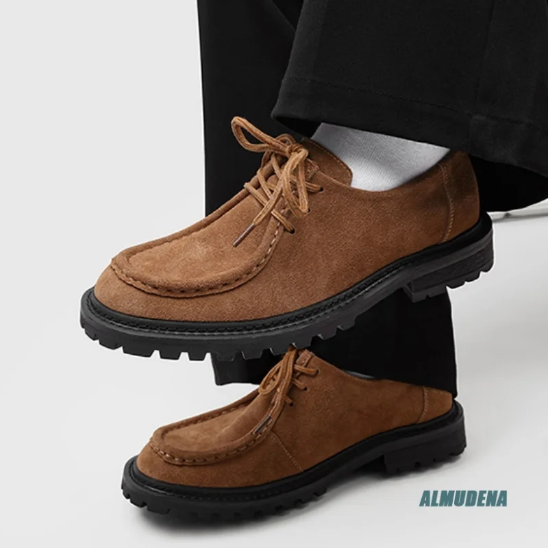 Round Toe Lace-Up Thick Sole Men's Derby Shoes Retro Casual Urban Outdoor Minimalist Streetwear Daily Fashion Work Shoes