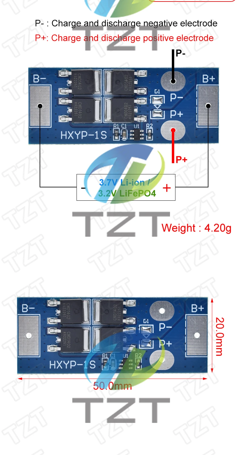 TZT 1S 3,2V 3,7V 16A LiFePO4 Li-Ionen Lithium-Batterie-Schutzplatine BMS PCB PCM Zellpack Überlade- und Tiefentladeschutz – Detail 3