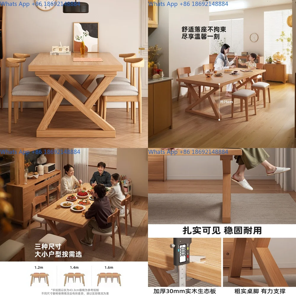 

Solid Wood Dining Table for Home Use Rectangular Large Panel Table Set for Small Living Room 2025 New