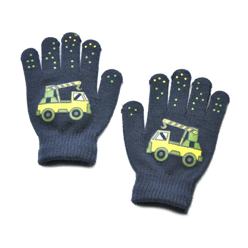 Children Winter Windproof Wearing Stretchy Knitted Full Finger Gloves Kids Gift