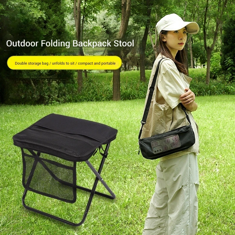 Foldable Backpack Stool,Portable Lightweight Folding Chair Easy Carry Multifunctional Seat for Travel Camping Hiking Picnic