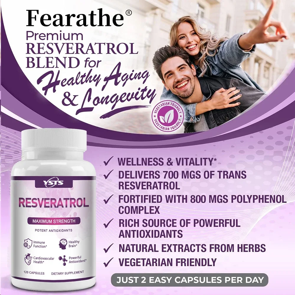 レスベラトロール カプセル - 脳と免疫機能をサポート、心臓、脳、老化防止、抗酸化作用