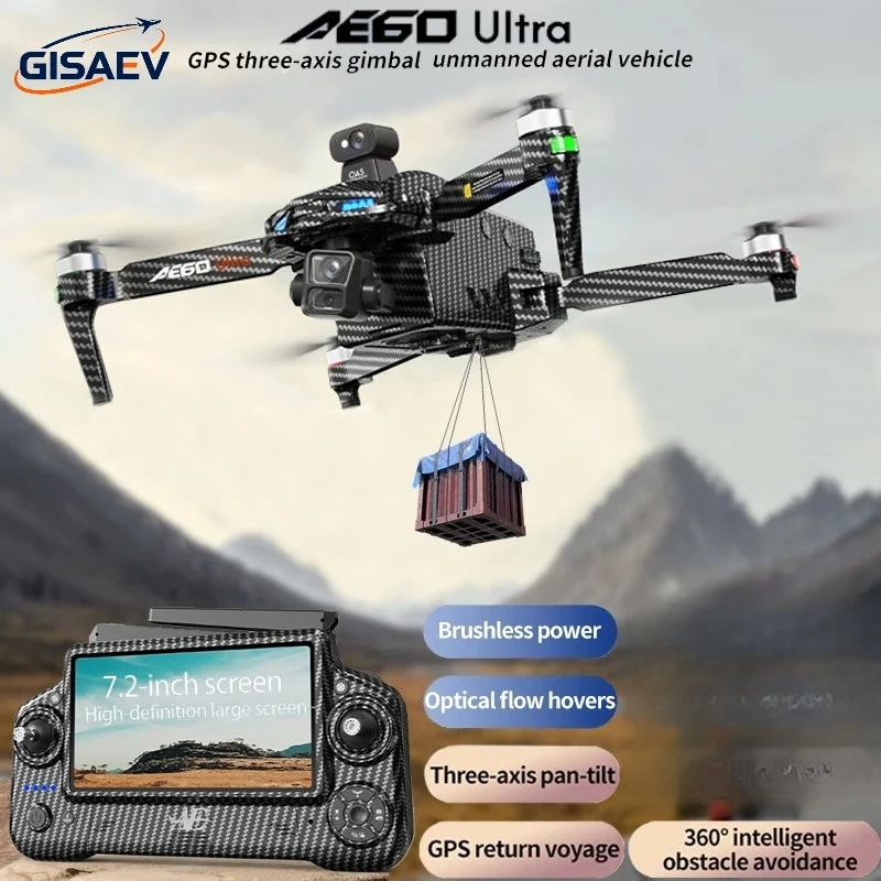 

GISAEV AE60 Ultra GPS Дрон 3-осевой подвес HD-камера Аэрофотосъемка Предотвращение препятствий Сенсорный экран Бесщеточный радиоуправляемый квадрокоптер