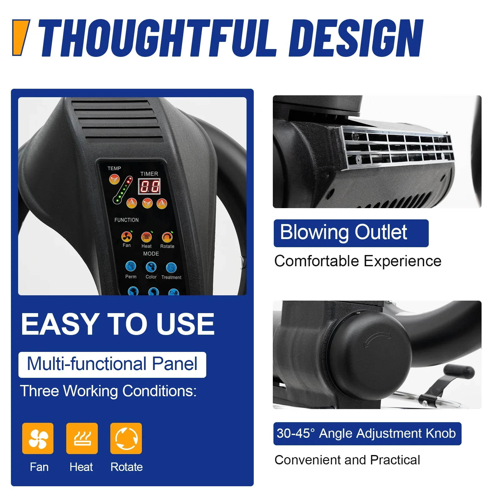 950W Professiona Orbiting Infrared Freestanding Rotating 3-In-1 Dryer Adjustable Standing With Rolg Base For Color Processor Sal