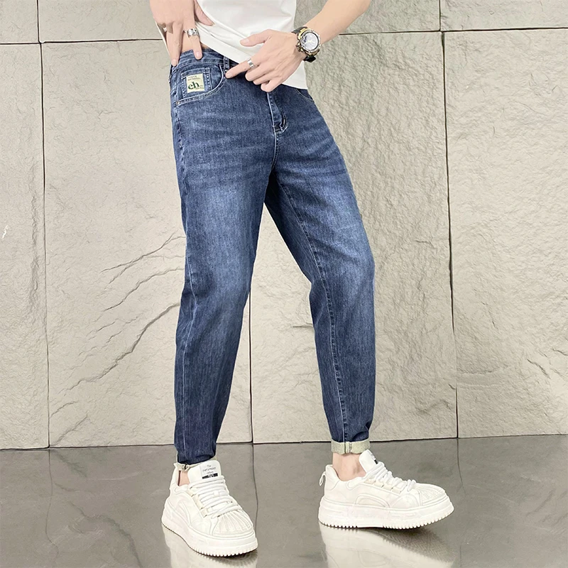 

2024 New Business Men's Jeans Smart Casual Slim Stretch Denim Pants Fashion Classic Blue Work Trousers Male Brand Clothing