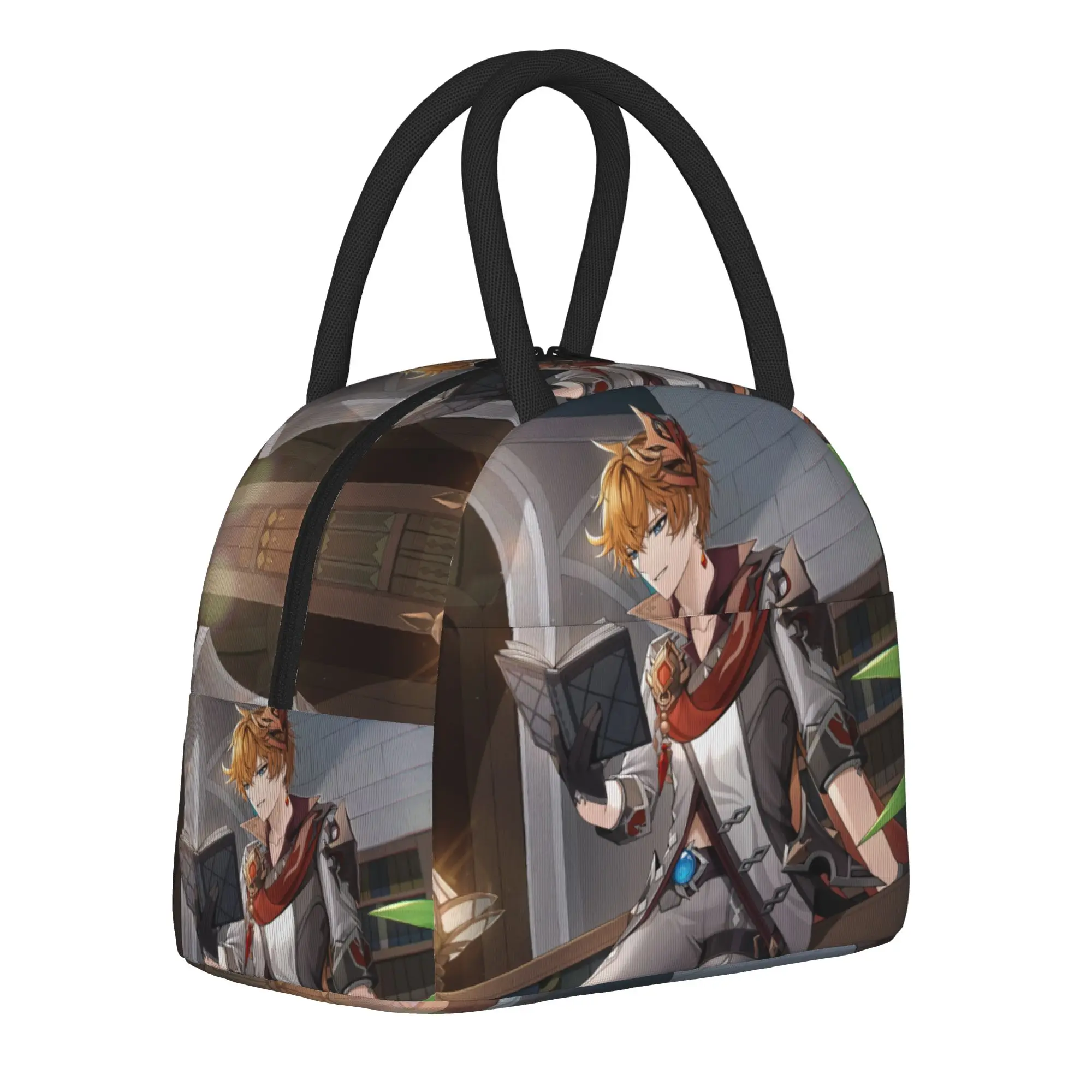 Genshin Impact Tartaglia Childe Insulated Lunch Bag for Men Women Cute Food Reusable Cooler Thermal Lunch Boxes For School