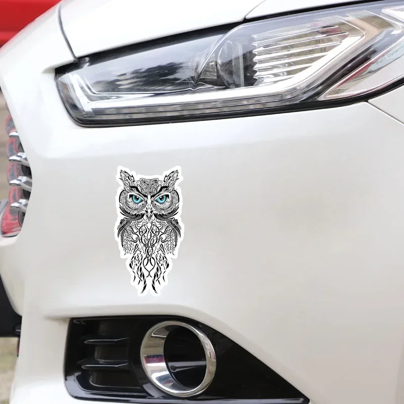 Car Stickers Decor Motorcycle Decals Creative Blue Eye Owl  Decorative Accessories Creative Sunscreen Waterproof PVC,15cm*8cm