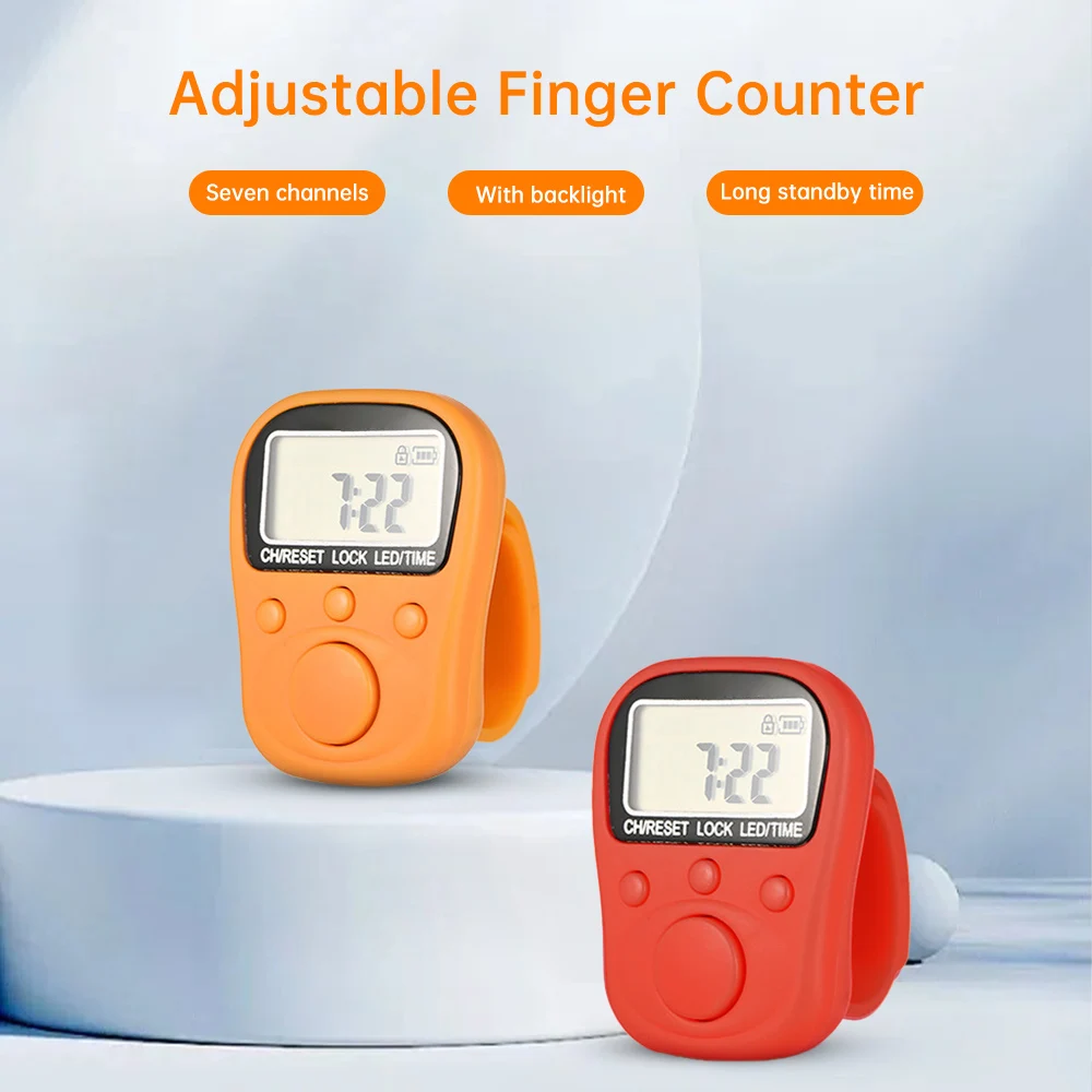 Mini Finger Counter 7 Channels LCD Electric Digital Display With Backlight Tally Counter Clock Time Display