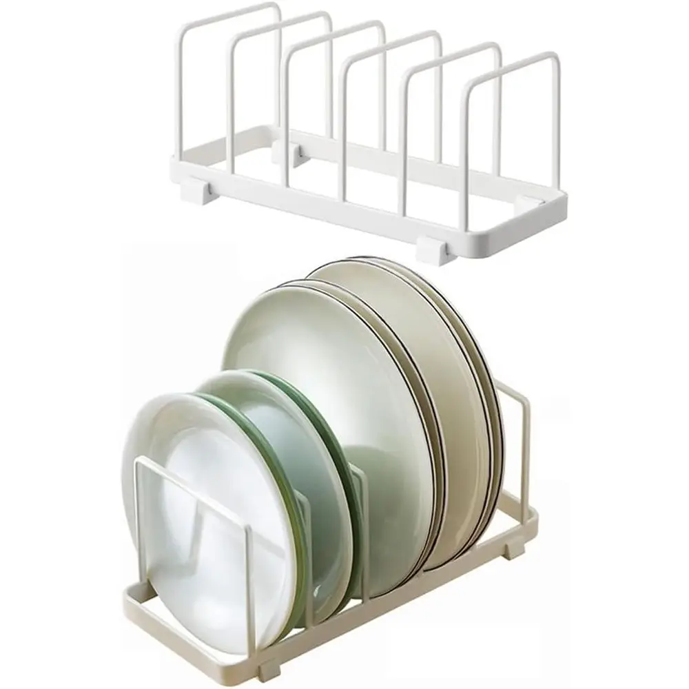 

2 Pack Plate Home Accented Storage Rack, Plate Holders Organizer, Metal Dish Storage Dying Display Rack or Cabinet, Counter and