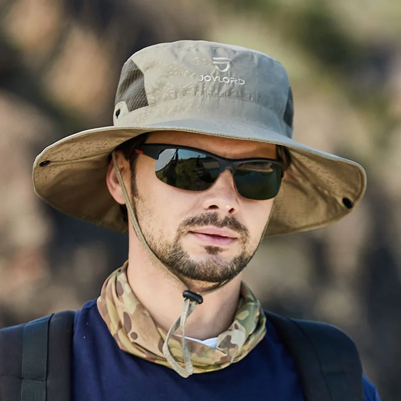 Men Women Outdoor Fisherman Hat Hiking Mountain Sun Protection Hat Summer Folding Bucket Hats Light Thin Big Brim Breathable Cap